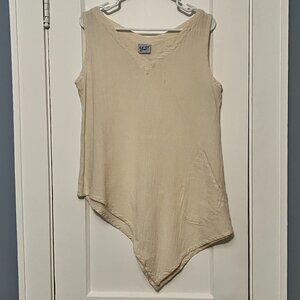 Oh My Gauze! asymmetric hem top blouse size medium lagenlook neutral minimalist